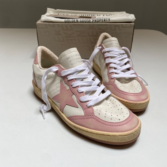 Golden Goose Ball Star Sneaker White Leather/Pink sz 37 New in Box - Picture 10 of 14